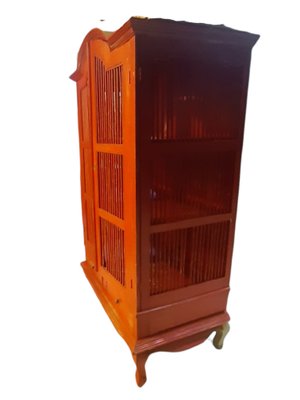 Tall Red Painted Teak Cabinet, 1950s-TCS-1173661