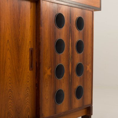 Tall Rosewood Bar with Black Glass Top by Erik Buch for Dyrlund, Denmark, 1960s-UE-2018510