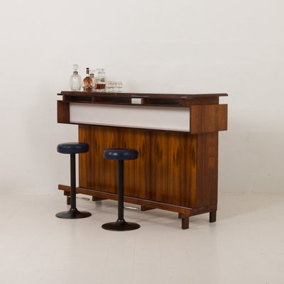 Tall Rosewood Bar with Black Glass Top by Erik Buch for Dyrlund, Denmark, 1960s-UE-2018510