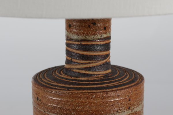 Tall Rustic Stoneware Table Lamp in Brutalist Style by Tue Poulsen, Denmark, 1970s-QQ-1426148