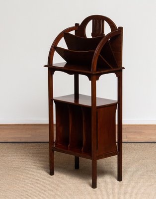 Tall Scandinavian Art Nouveau Magazine Rack in Mahogany, 1910-JE-987168