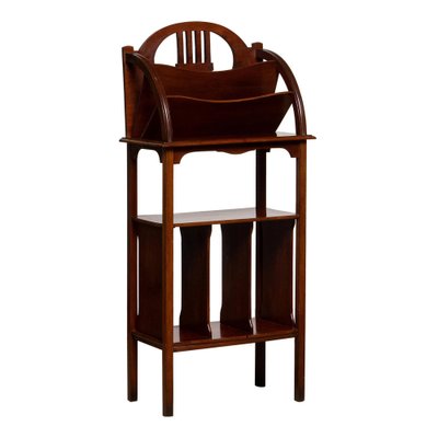 Tall Scandinavian Art Nouveau Magazine Rack in Mahogany, 1910-JE-987168