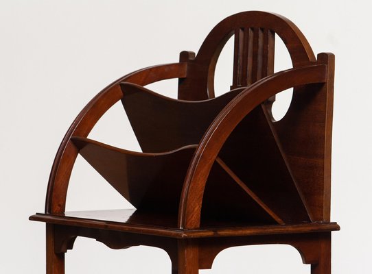 Tall Scandinavian Art Nouveau Magazine Rack in Mahogany, 1910-JE-987168