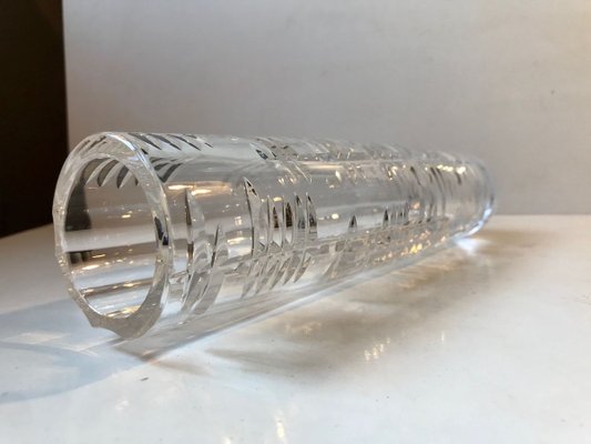 Tall Scandinavian Cut Crystal Vase, 1950s-LCR-887581