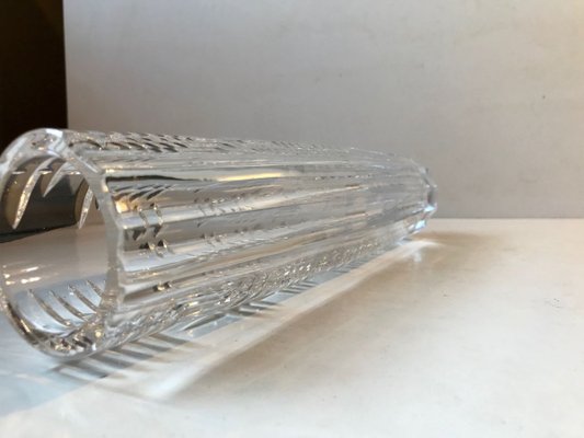 Tall Scandinavian Cut Crystal Vase, 1950s-LCR-887581