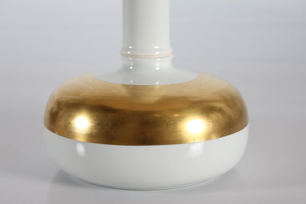 Tall Table Lamp with White & Gilded Glaze from Royal Copenhagen, Denmark, 1970s-QQ-1376933