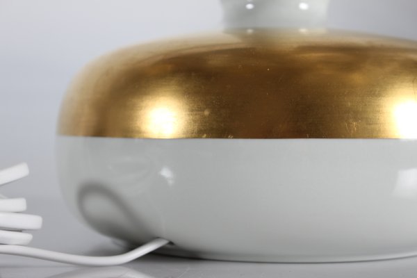 Tall Table Lamp with White & Gilded Glaze from Royal Copenhagen, Denmark, 1970s-QQ-1376933