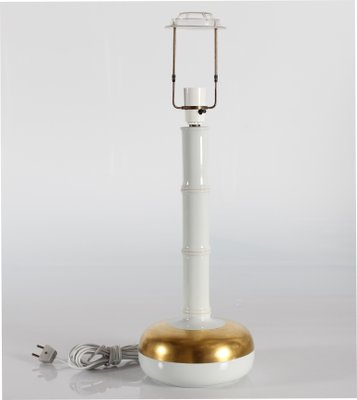 Tall Table Lamp with White & Gilded Glaze from Royal Copenhagen, Denmark, 1970s-QQ-1376933