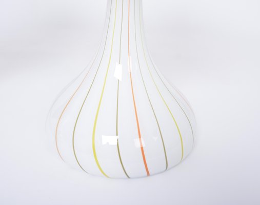 Tall White Glass Model Candy Table Lamps attributed to Holmegaard, 1970s, Set of 2-FN-1394572