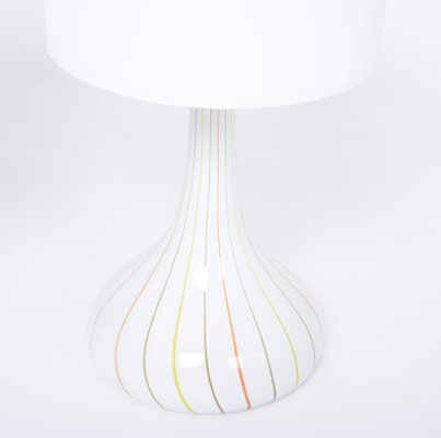 Tall White Glass Model Candy Table Lamps attributed to Holmegaard, 1970s, Set of 2-FN-1394572