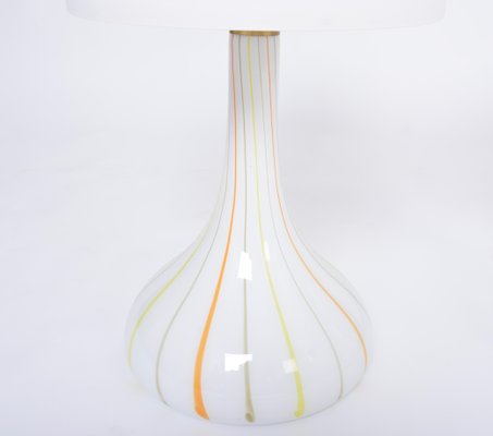 Tall White Glass Model Candy Table Lamps attributed to Holmegaard, 1970s, Set of 2-FN-1394572