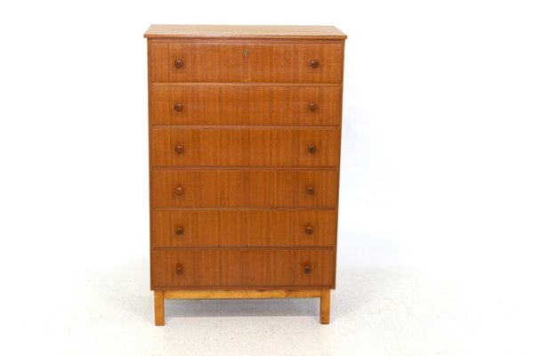 Tallboy Chiffonnier Chest of Drawers in Teak, Sweden, 1960s-GEK-963819