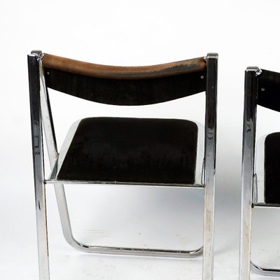 Tamara Folding Chairs in Chrome and Velvet attributed to Arrben, Italy, 1970s, Set of 2-MH-1786036