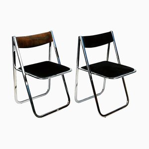 Tamara Folding Chairs in Chrome and Velvet attributed to Arrben, Italy, 1970s, Set of 2-MH-1786036