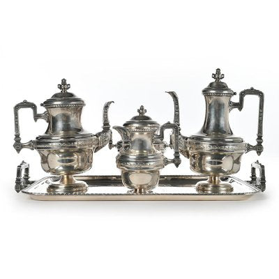 Tea and Coffee Set in Silver-Plated Metal-NQ-624738