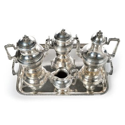 Tea and Coffee Set in Silver-Plated Metal-NQ-624738