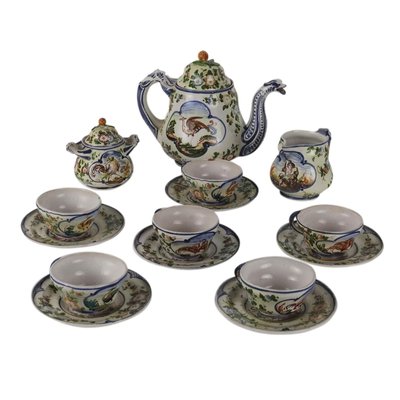 Tea Service in Majolica from Albisola, Set of 9-VMM-2020763