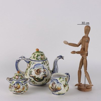 Tea Service in Majolica from Albisola, Set of 9-VMM-2020763