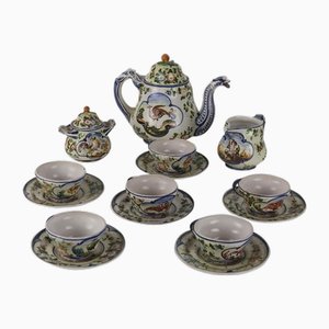 Tea Service in Majolica from Albisola, Set of 9-VMM-2020763