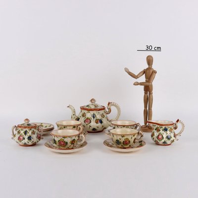 Tea Service in Majolica from Maria Balossi, Set of 13-VMM-2034133