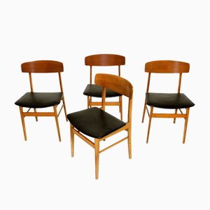 Teak and Beech Dining Chairs, 1960s, Set of 4-GEK-830187