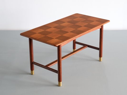 Teak and Brass Coffee Table, Sweden by Carl-Axel Acking, 1950s-FMT-1389472