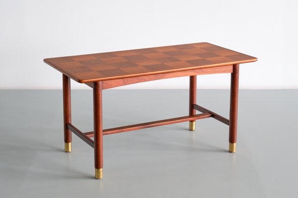 Teak and Brass Coffee Table, Sweden by Carl-Axel Acking, 1950s-FMT-1389472