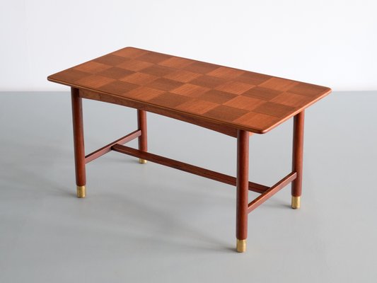 Teak and Brass Coffee Table, Sweden by Carl-Axel Acking, 1950s-FMT-1389472