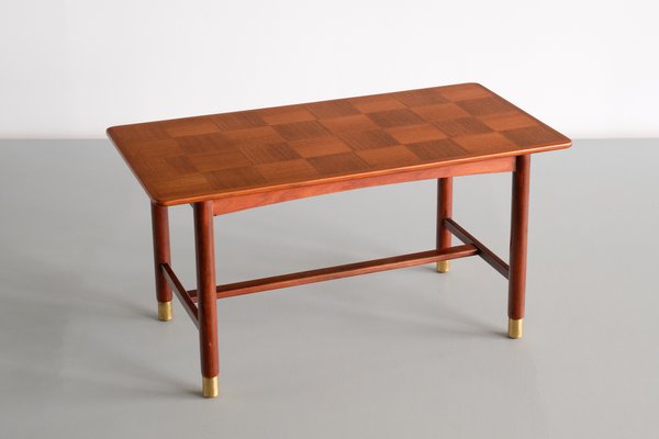 Teak and Brass Coffee Table, Sweden by Carl-Axel Acking, 1950s-FMT-1389472