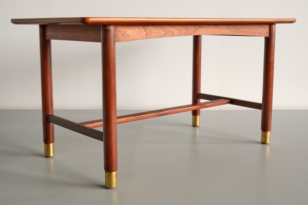 Teak and Brass Coffee Table, Sweden by Carl-Axel Acking, 1950s-FMT-1389472