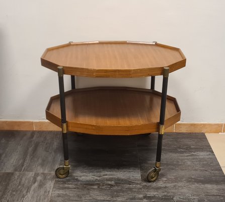 Teak and Brass Divisible Food Trolley, 1950s-RPW-1789658