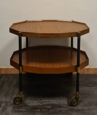 Teak and Brass Divisible Food Trolley, 1950s-RPW-1789658