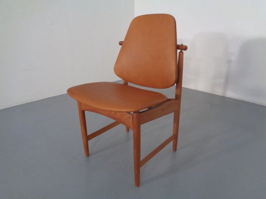 Teak and Brass Side Chair by Arne Hovmand-Olsen for Mogens Kold, 1950s-RDW-711632