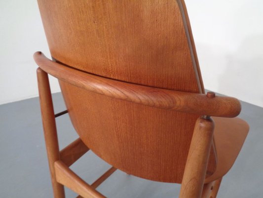 Teak and Brass Side Chair by Arne Hovmand-Olsen for Mogens Kold, 1950s-RDW-711632