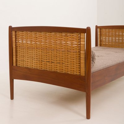 Teak and Cane Daybed attributed to Kai Winding, Denmark, 1960s-UE-2034920