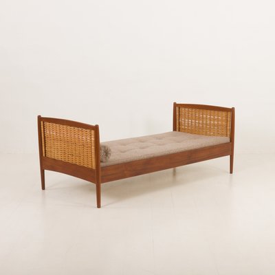 Teak and Cane Daybed attributed to Kai Winding, Denmark, 1960s-UE-2034920