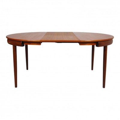 Teak and Cognac Aniline Leather Roundette Table with Chairs by Hans Olsen for Frem Røjle, 1890s-MTD-1400281