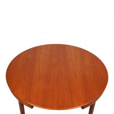 Teak and Cognac Aniline Leather Roundette Table with Chairs by Hans Olsen for Frem Røjle, 1890s-MTD-1400281