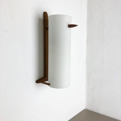 Teak and Glass Wall Sconce by Uno & Östen Kristiansson for Luxus, Sweden-QZ-1053256