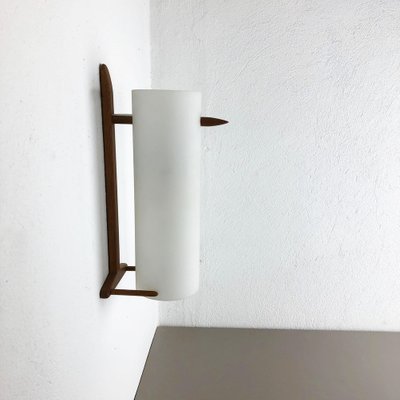 Teak and Glass Wall Sconce by Uno & Östen Kristiansson for Luxus, Sweden-QZ-1053256