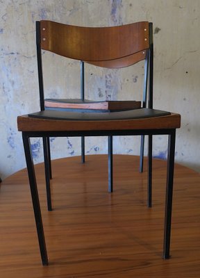 Teak and Iron Stacking Chairs, 1960s, Set of 2-ED-1736808