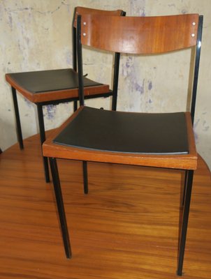 Teak and Iron Stacking Chairs, 1960s, Set of 2-ED-1736808