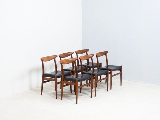 Teak and Leather Dining Chairs by Hans J. Wegner for C.M. Madsen, Set of 6-YS-2024621