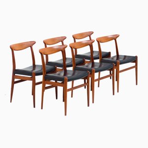 Teak and Leather Dining Chairs by Hans J. Wegner for C.M. Madsen, Set of 6-YS-2024621