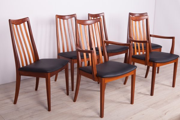 Teak and Leather Dining Chairs by Leslie Dandy for G-Plan, 1960s, Set of 6-NIT-906421