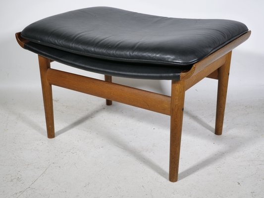 Teak and Leather Model Bwana Armchair and Footstool by Finn Juhl for France & Søn / France & Daverkosen, 1960, Set of 2-LVS-1820609