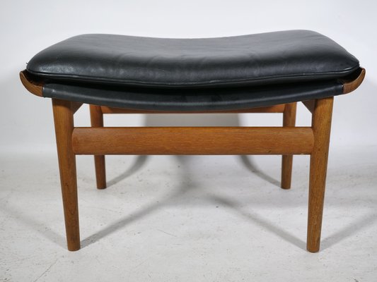 Teak and Leather Model Bwana Armchair and Footstool by Finn Juhl for France & Søn / France & Daverkosen, 1960, Set of 2-LVS-1820609