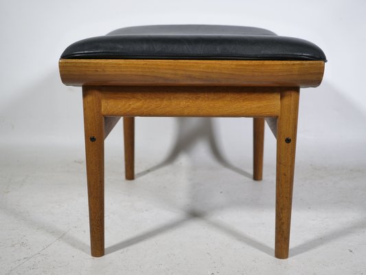 Teak and Leather Model Bwana Armchair and Footstool by Finn Juhl for France & Søn / France & Daverkosen, 1960, Set of 2-LVS-1820609