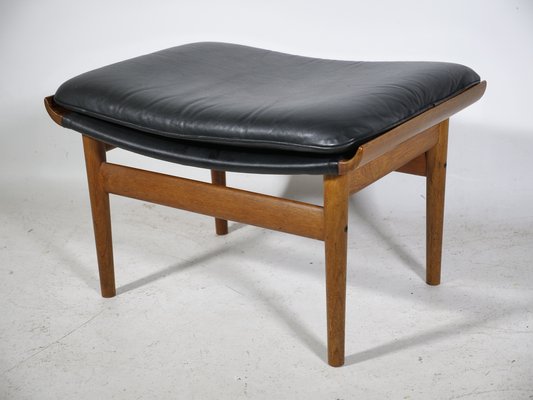 Teak and Leather Model Bwana Armchair and Footstool by Finn Juhl for France & Søn / France & Daverkosen, 1960, Set of 2-LVS-1820609