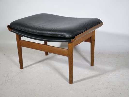 Teak and Leather Model Bwana Armchair and Footstool by Finn Juhl for France & Søn / France & Daverkosen, 1960, Set of 2-LVS-1820609